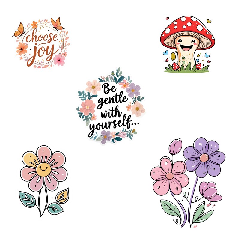 Printable Motivational Floral Stickers, Digital Download, Sticker ...