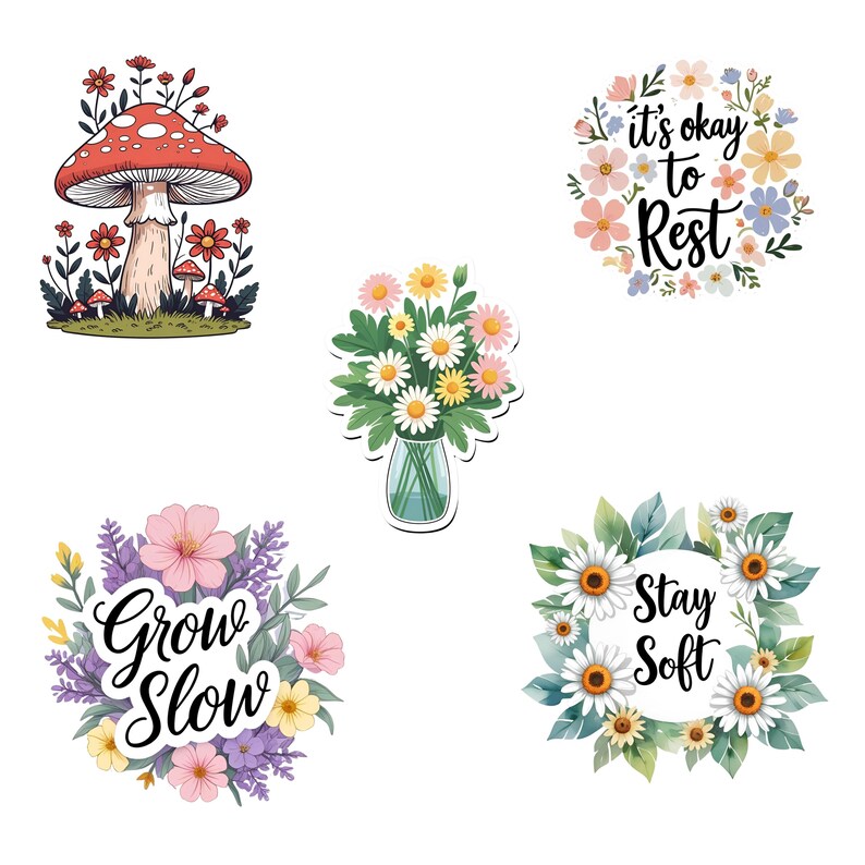 Printable Motivational Floral Stickers, Digital Download, Sticker ...