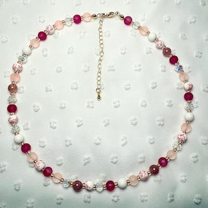 Rose Garden Beaded Necklace: Gemstone, 18k Gold Clasp, 15 in.