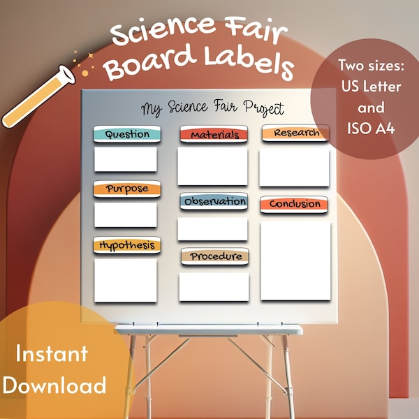 Printable Science Fair Labels, Scientific Method Project, Science Fair Project Printables, Kids Science Project, Scientific Project Labels