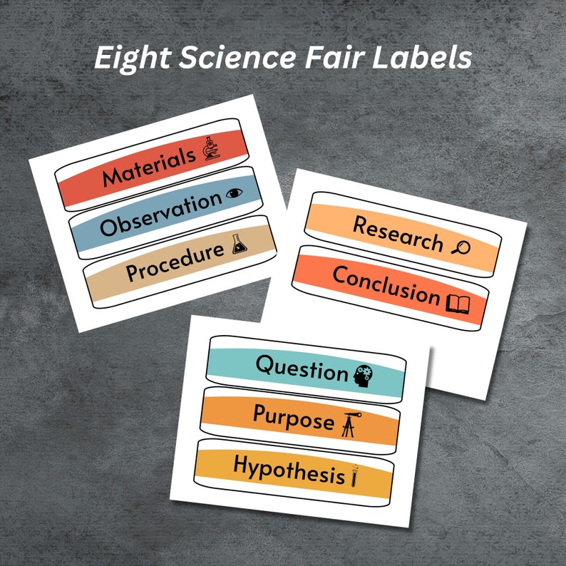 Science Fair Printable Labels, Scientific Method Project, Science Fair ...