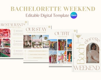 Plantilla de Canva para despedida de soltera con Barbie / Itinerario de fin de semana para chicas (Descarga digital)