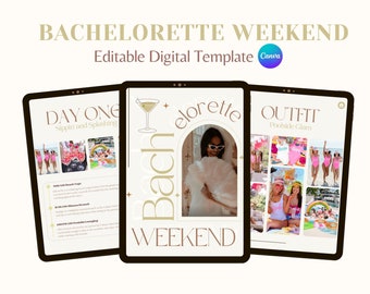 Plantilla de itinerario para despedida de soltera con Barbie / Itinerario para viaje de chicas / Planificador editable en Canva (digital)