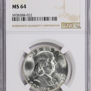 1963 Franklin Half Dollar NGC MS-64 Silver 50c Coin Collection Piece