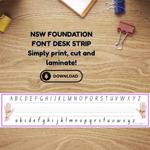 Fundación NSW, línea de números, línea de letras, práctica de escritura a mano, tira de escritorio