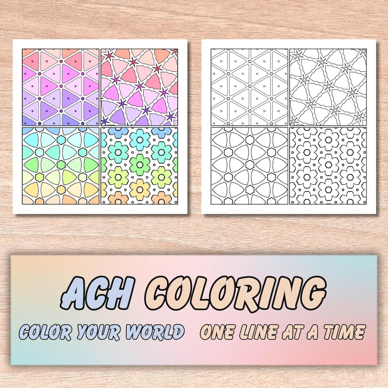 Geometric Patterns Coloring Book: Bold & Easy Designs (digital Download ...