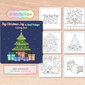 Big Christmas Joy in Small Packages Coloring Book | Christmas Coloring Pages, Printable Cozy Christmas Coloring Pages, Christmas Activity