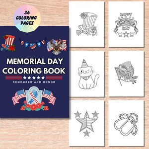 Memorial Day Coloring Book | Memorial Day Printables, Memorial Day Coloring Page, Memorial Day Craft Art, Patriotic Kids Activity Sheets
