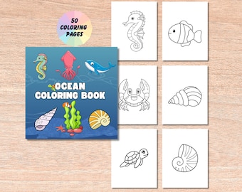 Ocean Coloring Book | Sea Animals Coloring Page, Underwater digital print, Instant download, Bold & Easy, Sea Creature PDF, Ocean Animals