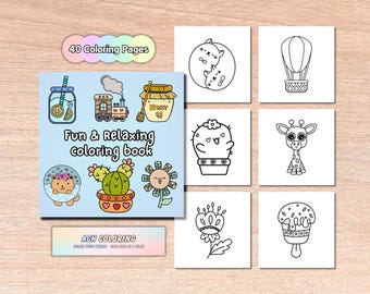Bold and Easy Coloring Book | Cute Animals, Plants (PDF)