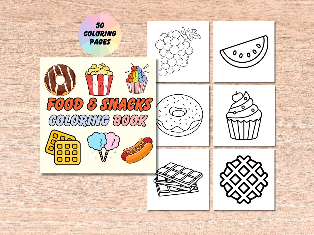 Food and Snacks Coloring Book | Bold and Easy, Fruits & Food Coloring Page,delicious Food ...