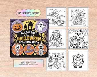 Libro da colorare carino di Halloween / Fantasma kawaii facile, mummia (download digitale)