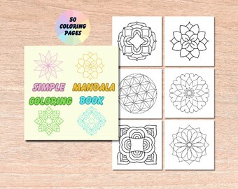 Simple Mandala Coloring Book, Mandala Coloring Pages, Mandala Adult Digital Coloring Book, Printable Coloring Pages, Simple Mandala Designs