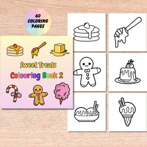 Sweet Treats Coloring Book 2 | Food Drink & Sweets Coloring Pages, Desserts Printable, cute Cupcake Digital Print, Bold and Easy Coloring