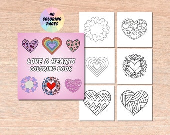 Heart Coloring Book: 40 Love & Zentangle Pages (PDF Pattern)
