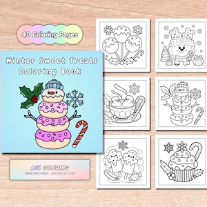 Winter Sweet Treats Coloring Book | Christmas Coloring Pages, Printable Cozy Christmas, Christmas Activity, Holiday Coloring Book, Procreate