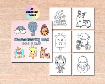 Cute Kawaii Coloring Book | Kids Easy Printable (PDF)