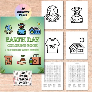 Earth Day Coloring Book | Earth Day Coloring Sheets, Instant Download, Earth Day Activities, Earth Day Word Search Book,Earth Day Printables