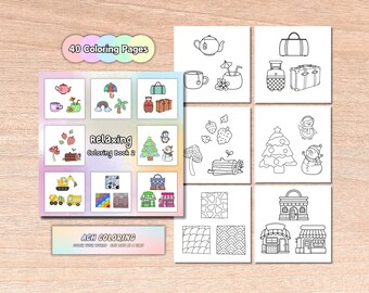 Relaxing Coloring Book | Cute & Easy Stress Relief (Digital Download)