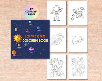 Solar System Coloring Book | Planets Coloring Page, Outer Space Printable, Universe Activitity, Instant Download, Astronomy Coloring PDF