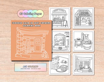 コージーコーナーの塗り絵：リラックスできるヒュッゲな40ページ（PDF）