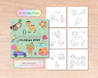 Livre de coloriage animaux mignons | Pages en gras faciles (PDF)