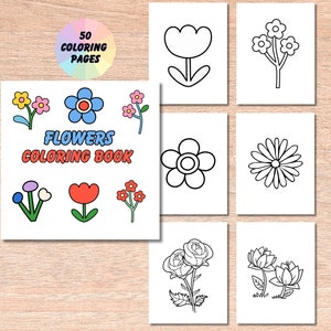 Flower Coloring Book | Bold & Easy, Floral Coloring Page, Bloom Printable, Botanical PDF, Instant Download, Spring Garden Digital Print