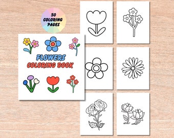 Flower Coloring Book | Bold & Easy, Floral Coloring Page, Bloom Printable, Botanical PDF, Instant Download, Spring Garden Digital Print