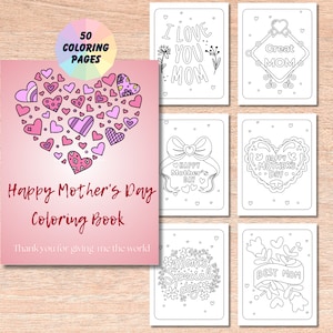 Libro da colorare per la festa della mamma felice / regalo per la festa della mamma, pagina da colorare per la festa della mamma, download istantaneo per la festa della mamma, attività per bambini, stampa digitale