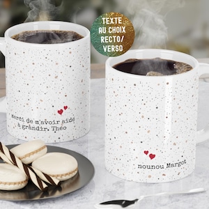 Mug Maîtresse Atsem Nounou personnalisé, cadeau de fin d&#39;année, Tasse Cadeau Nounou Personnalisable, Mug Personnalisé Maîtresse Nounou