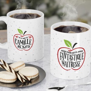 Taza Maîtresse Atsem personnalisé, cadeau de fin d'année d'école tasse Cadeau Maîtresse Personnalisable,Taza Personnalisé Maîtresse Maitre Taza