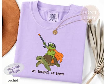 We Snorkel At Dawn T-Shirt - Comfort Colors Ocean Lover Frog Graphic Tee, Funny Diving T Shirt, sea turtle t shirt