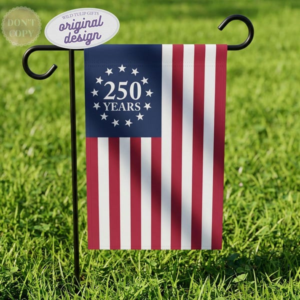 250th Anniversary Betsy Ross Porch Flag, Patriotic 2026 Outdoor Yard Decor, 250th Birthday Garden Flag Made in USA