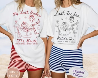 Personalised Hen Party T-Shirts, Last Rodeo Bride Crew Shirts