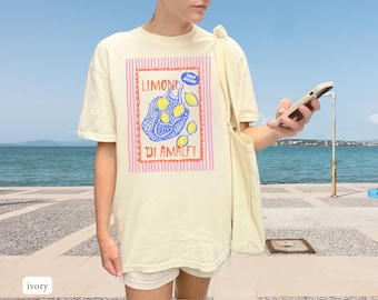 Lemons Amalfi Coast Shirt, Italian Dolce Vita Summer Citrus Tee, Trendy Summer Graphic Tee, Oversized T-Shirt Cute Preppy Aesthetic Tee