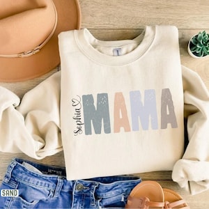 Personalized Mama Sweatshirt with Children Names, Baby Announcement Gift