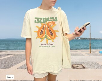 Papaya Pride T Shirt, Subtle Lesbian Sapphic Humor Tee, Fruity Parade Comfort Colors Shirt