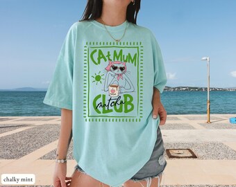 Funny Matcha Lover Tshirt, Cats and Tea Shirt, New Cat Mum T-Shirt, Comfort Colors® Cat Mama Gift, Cute Preppy Aesthetic