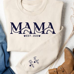 Mama Pullover personalisiert mit Name, Geschenk Mutter Shirt, Pulli für Mamas, werdende Mama Ankündigung, Muttertagsgeschenk