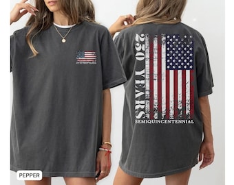 USA Semiquincentennial T-Shirt, Comfort Colors 250 Years American Flag Tee