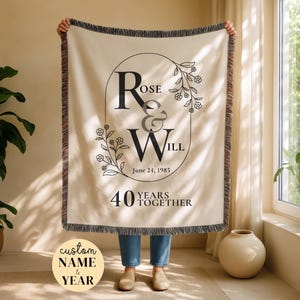 Anniversary Custom Throw Blanket with Names Custom Couples Blanket 2nd 50th 30th 40th Anniversary Gifts for Couple Wedding Anniversary Gifts