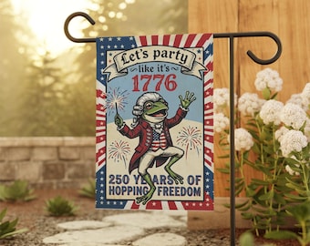 Frog Garden Flag, Patriotic 250th Anniversary Yard Sign, July 4th Decor
