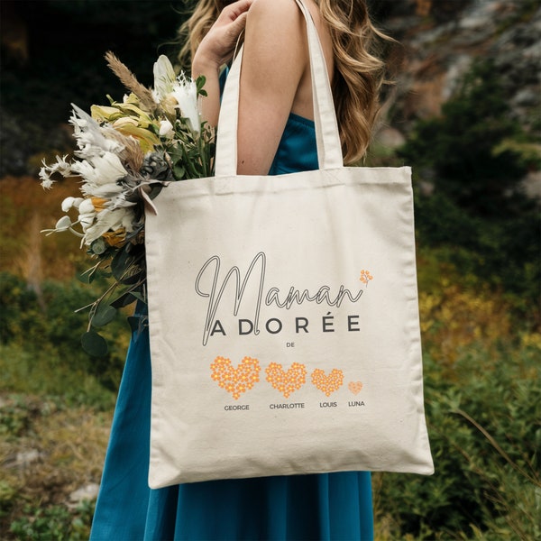 TOTE personnalisé | cadeau fête des mères |tote bag maman personnalisable | cadeau mamie | Personalized Tote Bag | sac cabas