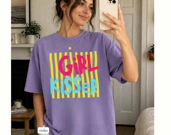 Girl Kisser Pride T-Shirt, Sapphic Lesbian LGBTQ Tee, Pride Parade Coming Out Y2K Tee