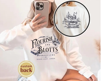 Custom Magic Bookshop Shirt Gift, Flourish Blotts Universal Studios Magical World Sweater, HP Fan