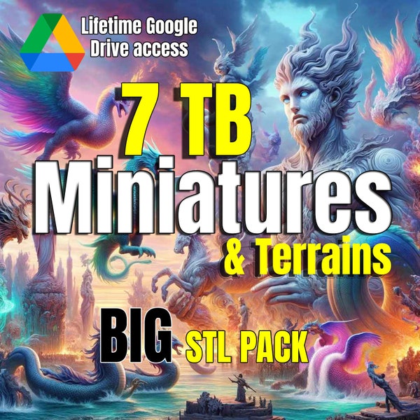 Miniature stl pack, terrain stl pack, terrains stl, miniatures stl bundle, minis stl, miniature stl, minis stl pack, stl pack, 7TB