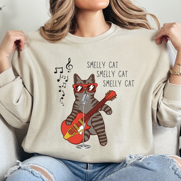 Smelly Cat Records Funny Sweatshirt For Women Oversized Sweatshirt Women Comfort Color Cat Lover Gift Animal Print Sweatshirt Pet Owner Gift