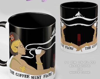The Coffee Must Flow Coffee Mug Dune Movie Quote The Spice Must Flow Frank Herbert Dune Novel Inspired Cup Paul Riding Sand Worm Black Mug