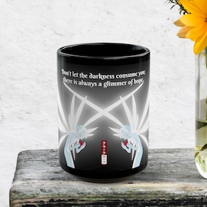 Neon Genesis Evangelion Rei Ayanami Black Coffee Mug Anime / Japanese Characters Wings of Light Lilith Giant Rei Angel Form Glimmer of Hope