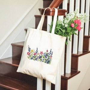 100% Cotton Tote Bag, Wildflowers. Eco-friendly shopping bag, bag for life
